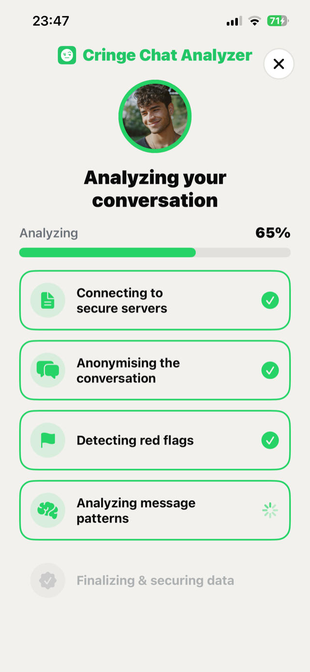 Analyzing your conversation loading screen at 65 percent